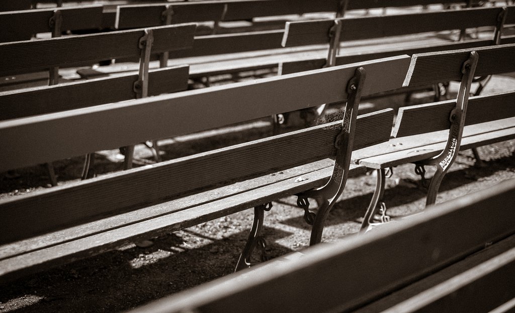 Empty park benches